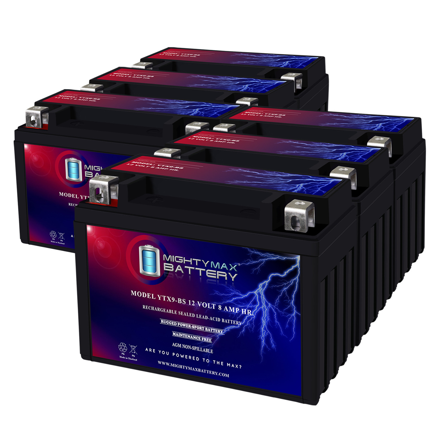 YTX9-BS 12V, 8Ah, Replacement Battery Compatible with Kawasaki 600 ZX600-FA Ninja ZX-6R 24 - 6 Pack