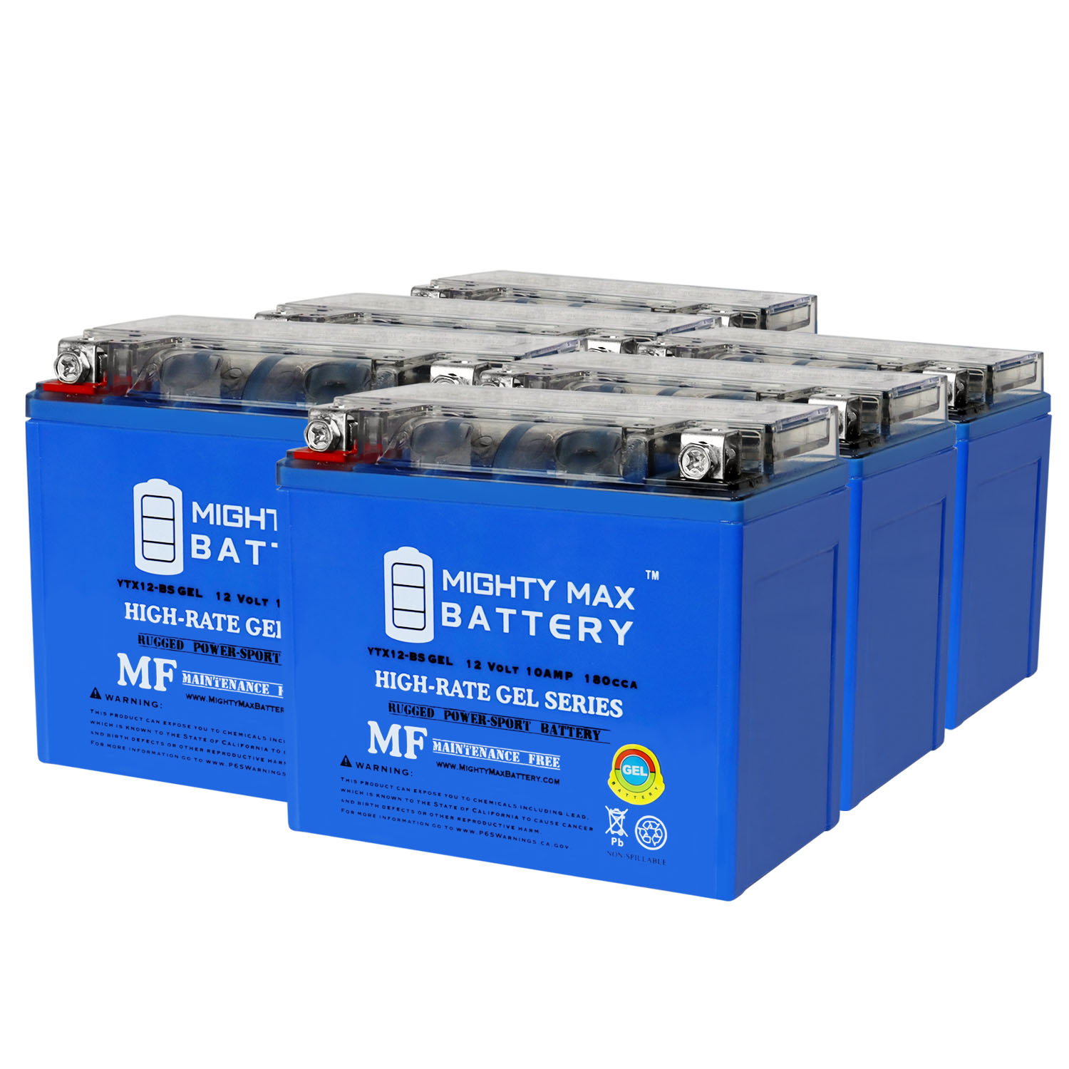 YTX12-BSGEL 12V, 10Ah, GEL, Replacement Battery Compatible with Suzuki VL800 Boulevard C50, T, M50 01-24 - 6 Pack