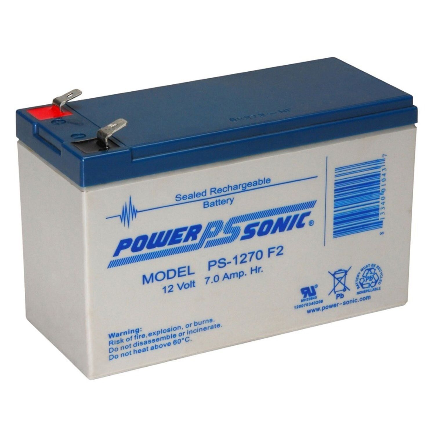 PS-1270 12 Volt 7 AH SLA Battery .250 F2 TERMINAL - PS-1270F2