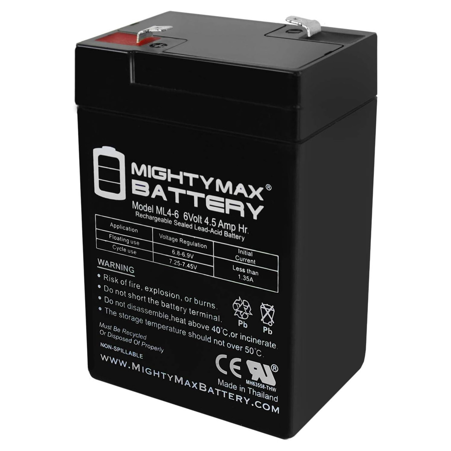 Mighty Max 6V 4.5AH SLA Battery Replacement for Long Way LW-