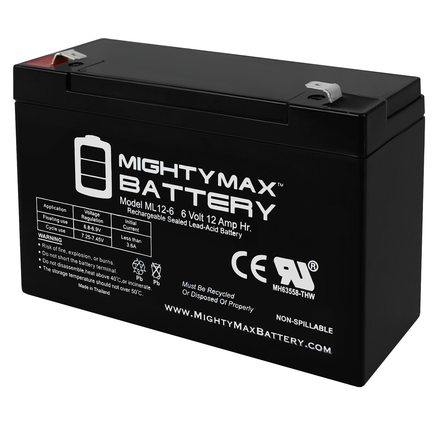 Mighty Max 6V 12AH F2 SLA Replacement Battery for APC BACK-UPS BK575C, BK600C