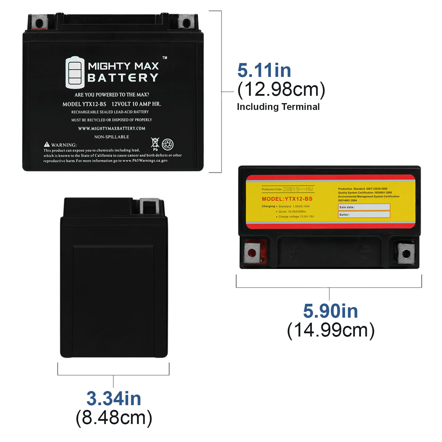 Mighty Max YTX12-BS 12V 10AH Battery for Kawasaki F Ninja ZX-6, 6R 93-02  785123678045 | eBay