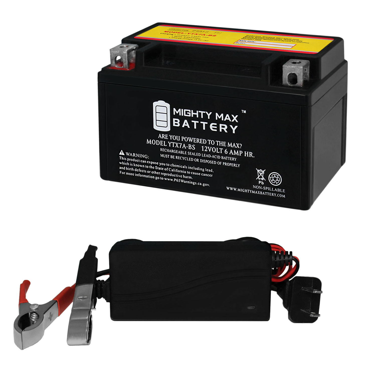 PTX7ABS-FS Power-Sonic Sealed Maintenance Free Powersport Battery 