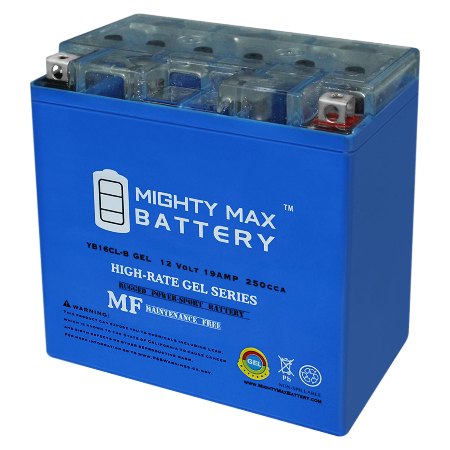 Mighty Max YB16CL-B GEL 12V 19AH Battery for Kawasaki JS750 SX, ZX  (1992-1995)