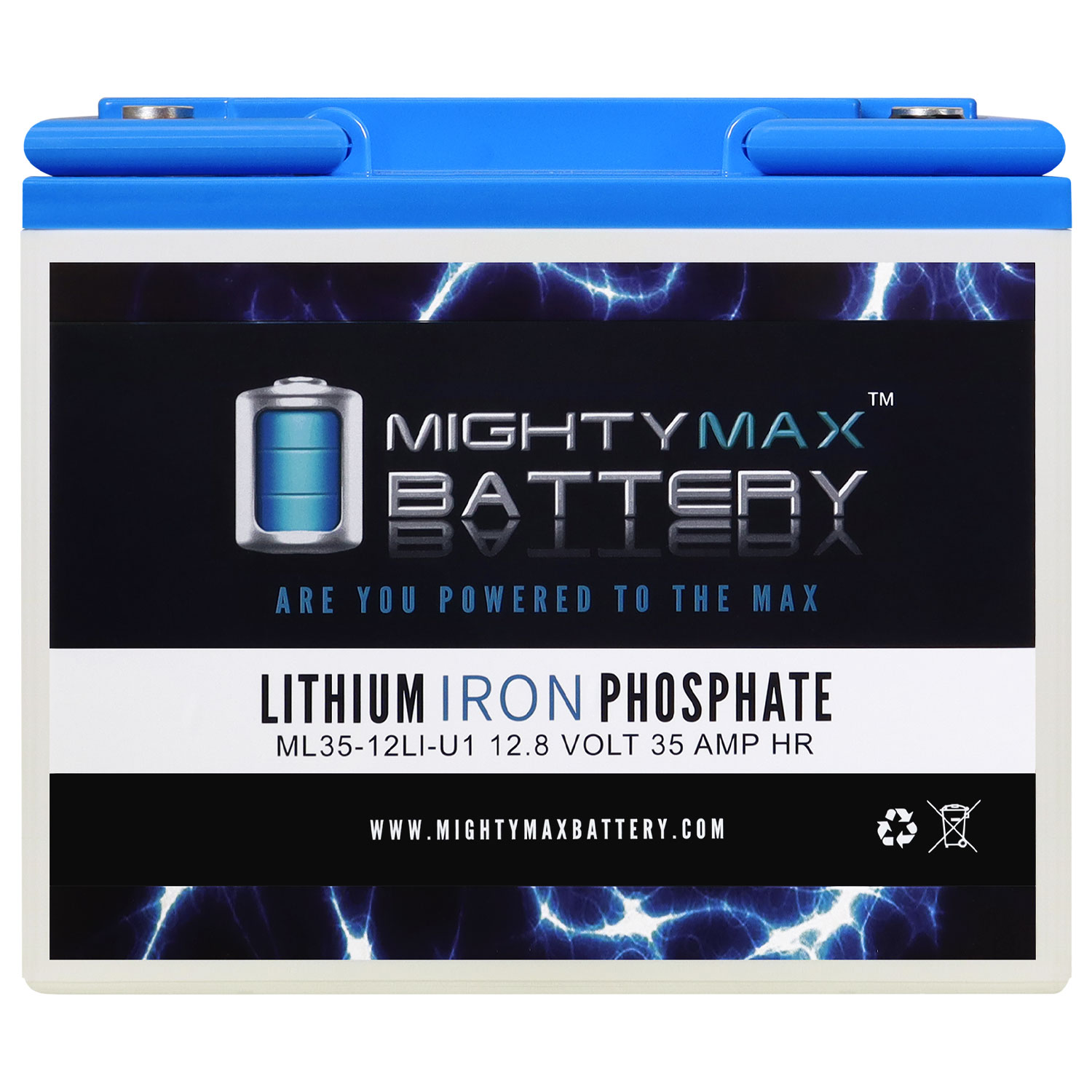 Mighty Max Battery ML35-12LI - 12 Volt 35 AH Deep Cycle Lithium Iron Phosphate (LiFePO4) Rechargeable and Maintenance Free Battery - ML35-12LI-U1